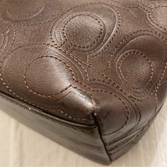 Coach stitched embossed c brown leather mini bag RARE - Picture 3 of 10